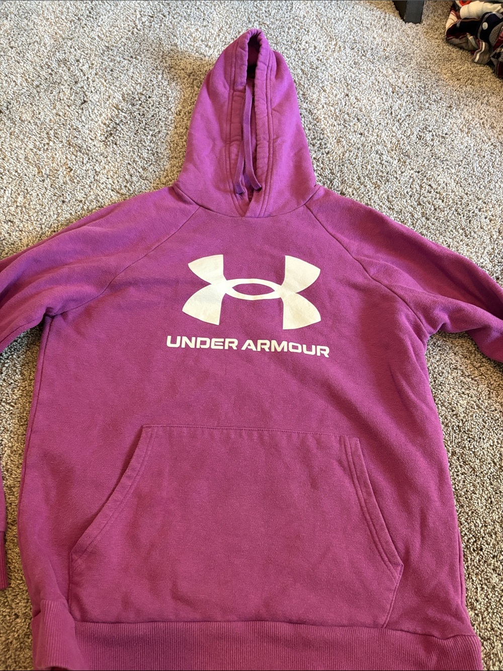 Under Armour Pink/Purple Pullover Hoodie with White Logo